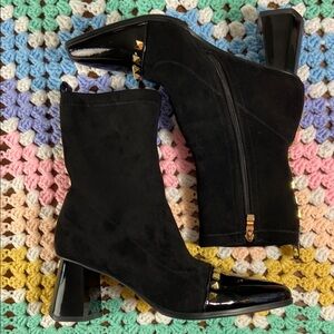 Azura Belindacee Black Heeled Boots Booties Studded Stud Stretch 41 EU / 9.5 US